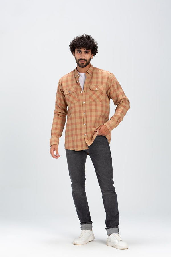 Men's Regular Fit Front Pockets Checked Made Of Soft Material Padded Shirt