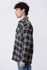 Men's Oversized Checked Shirt With Front Pocket And Long Sleeves