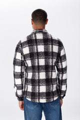 Men's Checked Wool Shirt With Collar And Long Sleeves