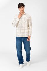 Men's Check Shirt With Front Pockets And Long Sleeves