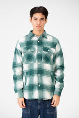 Men's Winter Fur Padded Checked Shirt With Pockets And Long Sleeves