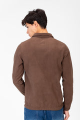 Men's Basic Fur Padded Shirt With Front Pockets And Long Sleeves