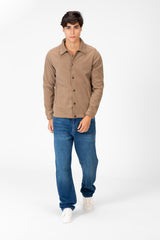 Men's Basic Fur Padded Shirt With Front Pockets And Long Sleeves