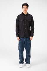 Men's Basic Winter Fur Padded Shirt With Front Pockets