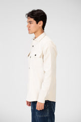 Men's Basic Winter Fur Padded Shirt With Front Pockets