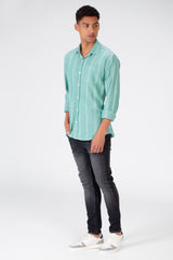 Men's Long Sleeve Slim Fit Striped Shirt With Front Pocket