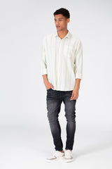 Men's Long Sleeve Slim Fit Striped Shirt With Front Pocket