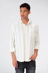 Men's Long Sleeve Slim Fit Striped Shirt With Front Pocket