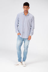 Men's Long Sleeve Slim Fit Striped Shirt