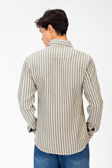 Men's Striped Slim Fit Shirt With Front Pockets