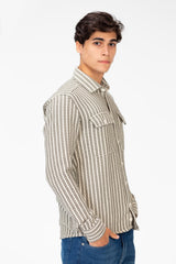 Men's Striped Slim Fit Shirt With Front Pockets