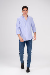 Men's Regular Fit Striped Details Long Sleeves Shirt Crafted From Soft Cotton For All Day Comfort