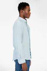 Men's Summer Striped Slim Fit Poplin Shirt