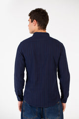Men's Slim Fit Striped Poplin Shirt