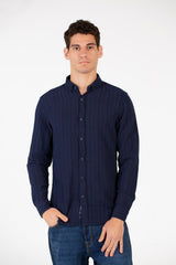 Men's Slim Fit Striped Poplin Shirt