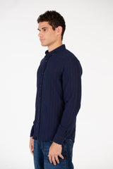 Men's Slim Fit Striped Poplin Shirt