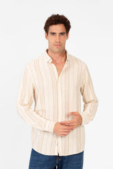 Men's Striped Long Sleeve Regular Fit Shirt