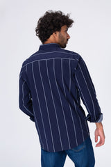 Mens Classic Striped Regular Fit Shirt With Collar And Long Sleeves