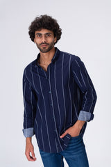 Mens Classic Striped Regular Fit Shirt With Collar And Long Sleeves