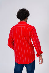 Mens Classic Striped Regular Fit Shirt With Collar And Long Sleeves