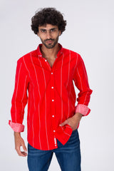Mens Classic Striped Regular Fit Shirt With Collar And Long Sleeves