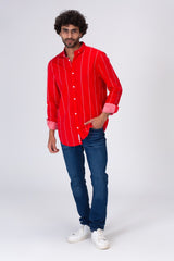 Mens Classic Striped Regular Fit Shirt With Collar And Long Sleeves