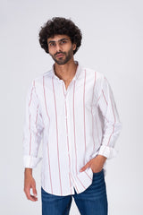Mens Classic Striped Regular Fit Shirt With Collar And Long Sleeves