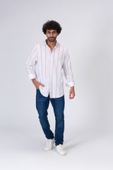 Mens Classic Striped Regular Fit Shirt With Collar And Long Sleeves