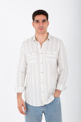 Mens Slim Fit Shirt With Front Pockets And Long Sleeves
