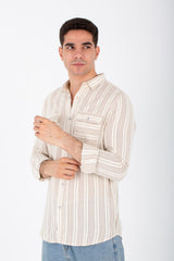 Mens Slim Fit Shirt With Front Pockets And Long Sleeves