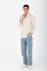 Mens Slim Fit Shirt With Front Pockets And Long Sleeves