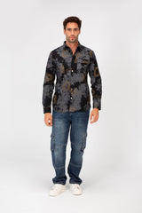 Men's Long Sleeved Letter Print Casual Shirt With Front Pocket