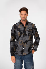 Men's Long Sleeved Letter Print Casual Shirt With Front Pocket