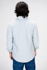 Men's Striped Shirt With Long Sleeves And Front Pocket Poplin Material