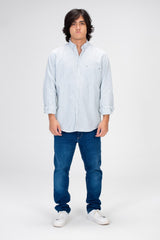 Men's Striped Shirt With Long Sleeves And Front Pocket Poplin Material