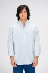 Men's Striped Shirt With Long Sleeves And Front Pocket Poplin Material