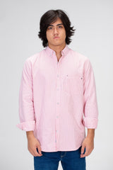 Men's Striped Shirt With Long Sleeves And Front Pocket Poplin Material