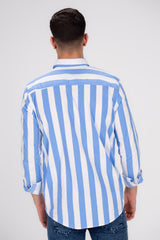 Men's Regular Fit Cotton Long Sleeves Striped Shirt Perfect For Casual Outings