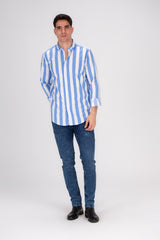 Men's Regular Fit Cotton Long Sleeves Striped Shirt Perfect For Casual Outings