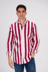 Men's Regular Fit Cotton Long Sleeves Striped Shirt Perfect For Casual Outings