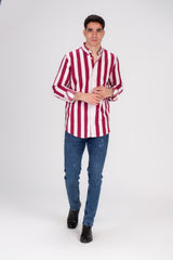 Men's Regular Fit Cotton Long Sleeves Striped Shirt Perfect For Casual Outings