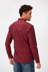 Men's Slim Fit Striped Long Sleeves Linen Shirt In Basic Modern Colors