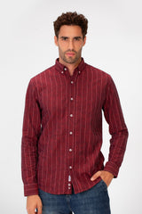 Men's Slim Fit Striped Long Sleeves Linen Shirt In Basic Modern Colors