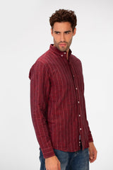 Men's Slim Fit Striped Long Sleeves Linen Shirt In Basic Modern Colors