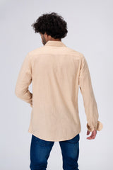 قميص رجالي بقصة عادية كلاسيكي سادة مع خامة كتان مريحة