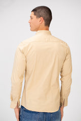 Men's Basic Slim Fit Gabardine Lycra Shirt with Long Sleeves and Full Buttons