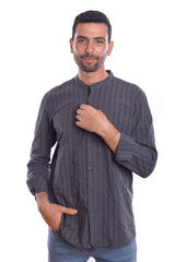 Men's Regular Fit Made Of Soft Cotton Long Sleeves Half Neck Shirt