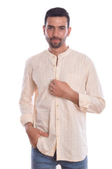Men's Regular Fit Made Of Soft Cotton Long Sleeves Half Neck Shirt