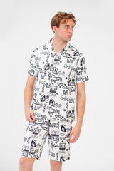 Men's Printed Outfit Set - Polyester