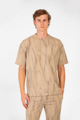 طقم رجالي صيفي كاجوال مطبوع بأكمام